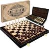 Peradix 48 x 48 CM Grande Gioco di Scacchi in Legno - Scacchiera Pieghevole in Legno di Alta Qualità con 34 Grandi e Pesanti Pezzi di Scacchi - Scacchi per Adulti e Bambini (48×48 cm, Nero)
