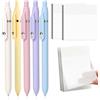 Ayicheyl 5 Pezzi Penne Gel con 4pcs Foglietti Adesivi, 0.5mm Penna Gel Nera & Trasparente Sticky Notes, Penne Punta Fine Inchiostro Ad Asciugatura Rapida per Diario, Disegno, Scuola, Ufficio (9 Pcs)