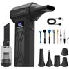 LAIVIYA Soffiatore Portatile Aria Compressa,2 in 1 Soffiatore Aspiratore Elettrico 150000 RPM 4 Velocità Aria Compressa Spolverino Air Duster & Display LCD per Pulizia di PC, Tastiera, Auto e Divano