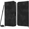 Netany Cover per iPhone XS Max con Cordino, Flip Portafoglio Custodia in Pelle, [2 Porta Carte][Chiusura Magnetica],Custodia Libro Antiurto Cover con Laccio per iPhone XS Max (6,5 Pollici) (Nero)
