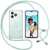 ISOI Cover con Cordino per Honor X5c Plus, Custodia Trasparente con Collana Tracolla Laccio Collo Ultra Sottile Morbido TPU Silicone Antiurto AntiGraffio Case, Verde