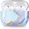 Newseego Cover Rigida per PC Compatibile con AirPods Pro 3 Generazione 2025, Disegno del Modello di Marmo per le Ragazze e le Donne Custodia Protettiva Antiurto per Apple AirPods Pro 3 Gen-Blu