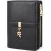 GOUNNU Portafoglio Donna Medio in Pelle PU Blocco RFID Portafoglio Corto Portamonete con Cerniera 20 Scomparti Porta Credito Carte Multi Card Slots Borsellino Portafogli Donna (Nero)