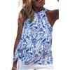 CUPSHE Canottiera estiva da donna, senza maniche, con scollo all'americana e spalle scoperte, stile casual, taglie XS-XXL, Blu, S
