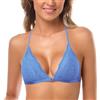 SHEKINI Reggiseno da donna senza ferretto con chiusura anteriore con allacciatura al collo Bralette da donna in pizzo a triangolo reggiseno imbottito sottoveste sexy crop top, Blu, M