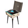 GPO Bermuda Giradischi Retro con Gambe Rimovibili, Giradischi con Altoparlante Integrato, MP3, USB, Lettore di Vinili Compatibile con Altoparlanti Esterni - Grigio