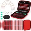 Coopay 13 Paia Ferri Circolari Intercambiabili da 3,0 a 10,0 mm, Ferri da Maglia in Alluminio, Alta qualità, Ferri Circolari per Vestiti per Bambini, Maglioni, Sciarpe - Rosso Opaco