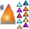 YZYOE USB colorata lampada salina, base atmosferica in legno massiccio decorazione piramide lampada salina, con telecomando, Luce notturne in cristallo naturale, fatte a mano.