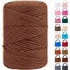 LEREATI Cordino per Borse Uncinetto, Corda Macrame 3mm x 170m Corda in Poliestere Filo Macrame, Macramè Filo Cordoncino per Borse a Uncinetto, Fai Da Te, Regalo per Maglieria (Marrone Scuro)