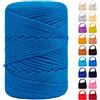LEREATI Cordino per Borse Uncinetto, Corda Macrame 3mm x 170m Corda in Poliestere Filo Macrame, Macramè Filo Cordoncino per Borse a Uncinetto, Fai Da Te, Regalo per Maglieria (Blu Lago)