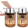 Segbeauty Dispenser Schiuma, 2 Pezzi 300ml Dispenser Sapone Cucina in Plastica, Erogatore Sapone Liquido, Schiumatore per Shampoo, Bagnoschiuma (Marrone)