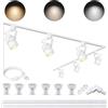 Bravsekai Set di Illuminazione LED Bianco Regolabile di Luminosità, Testa per Binario GU10 10W 3CCT con 2x1m Binario Tipo H, 3000K/4000K/6000K Regolabili, Faretti da Soffitto Commerciali con 6 Lampade GU10 Sost