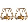 Nuptio 2 Pezzi di Candeliere in Ferro Battuto a Linea Geometrica, Decorazione Candelabro d'oro per Tavolo da Pranzo, Completo Portacandele per Matrimonio Festa(2 x Piccolo)