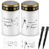 Nezyo 2 Pezzi Candele Solari per Cimitero da Esterno Lampada Commemorativa Solare Lampada da Tomba Luci per Tomba Candele Cimiteriali Impermeabili (Bianco, Dente di Leone e Colomba della Pace)