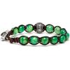 VLNET | Bracciale originale Tibetano con ruota della preghiera in argento e pietre naturali | Unisex Taglia Unica | Benedetto dai Monaci Tibetani | Agata verde menta |