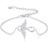 GW Bracciale Donna 925 Argento Custode Angelo Braccialetto Personalizzato Ciondolo a Forma Catena 16.5CM + Estensione di 5CM Regali per la Prima Comunione Regalo Donna Compleanno Amica