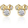 Disney Orecchini Disney in Oro Giallo 10 KT per Bambine con Minnie, Impreziosito da Zirconia, Chiaro