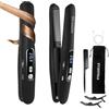 Straxelle Mini Piastra da Viaggio per Capelli Senza Fili, 2 in 1 Piastra Capelli Senza Fili e Arricciacapelli, 175℃-215℃ Piastre per Capelli Corti per Donne/Uomini, 5000mAh Cordless Hair Straightener (Nero)