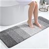 OLANLY Tappeto da bagno 129 x 43 cm, tappeto da bagno in microfibra extra assorbente extra morbido, retro in gomma, asciugatura rapida, lavabile in lavatrice, per pavimento del bagno, vasca e doccia