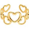 Purelei Heartbeat - Anello regolabile impermeabile con cuori di diverse dimensioni, in acciaio inox placcato oro 14 carati, placcato oro rosa 18 carati o argento (misura 55-62)