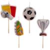 dekora - Candele di compleanno a tema calcio 8 cm | 4 modelli unici | fischietto, tazza, calcio, palla, stivale | decorazione perfetta per feste di tifosi di calcio