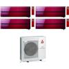 Mitsubishi CONDIZIONATORE MITSUBISHI QUADRI SPLIT KIRIGAMINE STYLE ROSSO 9000+9000+9000+12000 BTU WIFI INVERTER MXZ-4F72VF5 A++