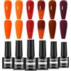 AIMEILI Kit Semipermanente Unghie Autunno 6 Colori Smalto Semipermanente Unghie UV LED Soak Off Smalti Gel Colorati Nail Art 5ml Kit 6-105