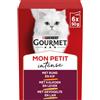 Gourmet Mon Petit Intense con manzo e pollo, tacchino e fegato, pollame e agnello per gatti 4 x (6 x 50 g)