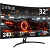 Z Z-Edge Z-Edge Monitor Gaming Curvo 32'' 240 Hz, 1ms, 1080P, FreeSync, Schermo PC Cornice Ultra Sottile, 1500R VA, Inclinazione Regolabile, 2* HDMI 2.0 & 2* DP 1.4, RGB Luce respiratoria(Cavo HDMI Incluso)