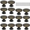 Mikihat 16PCS Pomolo per Mobile Rotondo, Vintage Pomolo per Mobile in Legno, 30MM Pomelli per Porta, Manopole per Cassetti e Cucine, Maniglia per Armadietto con Viti, Pomelli per Cassetti, Armadio Cassetto