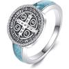 URONE Anello di San Benedetto in argento sterling 925 con sigillo di San Benedetto Medaglia Gioielli religiosi Regali per donne e uomini #8