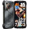 Blackview BL7000 5G Rugged Smartphone Android 15, 24GB+256GB/2TB AI Telefono Robusto, 6.78 FHD+ 2.4K Telefono Indistruttibile, 50MP AI Fotocamera, 7500mAh Batteria,4G,NFC,OTG,GPS,FM,3 Slot Carte,Noir