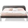 EVERGREENWEB MATERASSI & BEDS EVERGREENWEB Letto Matrimoniale Francese 140x200 cm| Letto a doghe in doghe in legno e testata trapuntata stondata | Facile da montare| Colore Tortora | Mod. Madrid