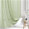 Siiluminisoy Tenda da doccia in stile bohémien con nappe bianche, tenda da doccia in tessuto verde salvia, 183 x 182 cm, moderna, trapuntata, a righe a zigzag, minimalista, per bagno