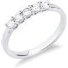 Gioielli di Valenza Anello fedina a filo in oro bianco 18k con diamanti, 0.40 ct