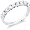 Gioielli di Valenza Anello veretta in oro bianco 750 con 9 diamanti, 0.75 ct