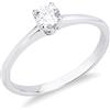 Gioielli di Valenza Anello solitario lineare a 4 griffe in oro bianco 18k con diamante, ct. 0,30