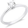 Gioielli di Valenza Anello solitario lineare in oro bianco 18k con diamante, ct. 0,40