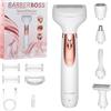BarberBoss Rasoio elettrico donna 5 in 1, Kit epilazione ricaricabile, Rasoio per donna per corpo, bikini, viso, naso e sopracciglia, Rasoi donna senza fili Wet & Dry, Epilatore per viso, QR-8005