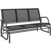 Outsunny Panchina a Dondolo da Giardino a 3 Posti in Metallo e Tessuto a Rete Traspirante, 151x75x85cm, Nero|Aosom