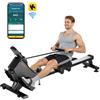 VEVOR Vogatore Magnetico, Resistenza Silenziosa Regolabile a 16 Livelli, Vogatore Pieghevole per la Casa, Capacità 158 kg, Vogatori Allenamento Aerobico con APP Bluetooth e Monitor LCD