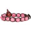 Tamashii bracciale 1 giro originale tibetano linea diamond cut realizzato con pietra naturale da 8 mm giada watermelon e cordoncino marrone.Unisex.Tg unica.BHS911-198