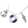 Miniblings Ancoraggio Maritim salvagente Collana dei Pesci - Gioielli Fatto a Mano Ho Ciondolo Catena Lunghezza: 80cm - Set di 3 Navi a Vela Blu