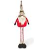 Excelsa Gnomo Natalizio Decorativo, Rosso e Verde, con Gambe Allungabili, Cappello a Motivi Nordici, Altezza Regolabile 50-130 cm