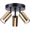SOLLUX lighting - Winx Wall Sconceiling - Plafond da soffitto - Lampada decorativa - Lampada LED - Basso consumo energetico - GU10, 3x max 10W LED, ~230V, 50Hz - Nero/Oro - 19,5x19,5x20cm