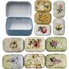 CCUUHJ, set di 8 piccole scatole rettangolari in metallo vuote con cerniera - Motivo floreale vintage - Per caramelle, gioielli - 6 x 4 x 2,5 cm (floreale)