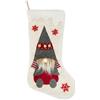 Excelsa Calza di Natale con Gnomo, Epifania, 47,8 x 25,7 cm, Decorazione Festiva in Tessuto, Bianco e Rosso
