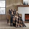 Eddie Bauer - Coperta reversibile, in flanella sherpa, motivo scozzese di bufalo, decorazione per la casa per tutte le stagioni (plaid beige, copriletto)