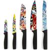 Excelsa Kimono Set 5 Coltelli da Cucina, Design Orientale, Manici Ergonomici Neri, Lame Decorate