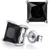 ZDaoBen Orecchini a Bottone Zirconi Cubici in Argento Sterling 925 Diamanti Simulati Ipoallergenici Orecchini Nero Rotondi CZ Piercing Cartilagine Gioielli Regali per Donne Uomini 7 mm